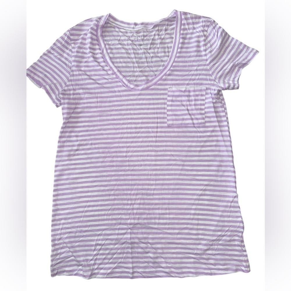 Caslon Purple and White Striped Top